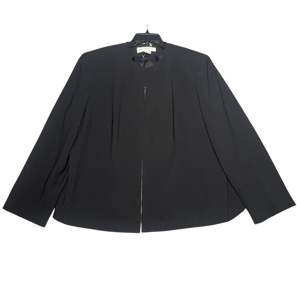 Jones New York Platinum Women's Black Collarless Full‎ Zip Jacket Size 18W Plus
